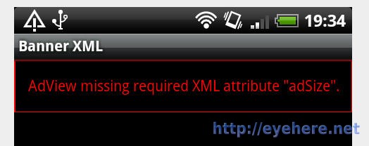 Android AdView missing required XML attribute "adsize"